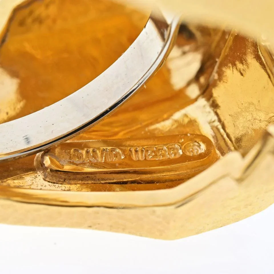 David Webb Platinum & 18K Yellow Gold Hammered Ski Slope Ring - The Back Vault