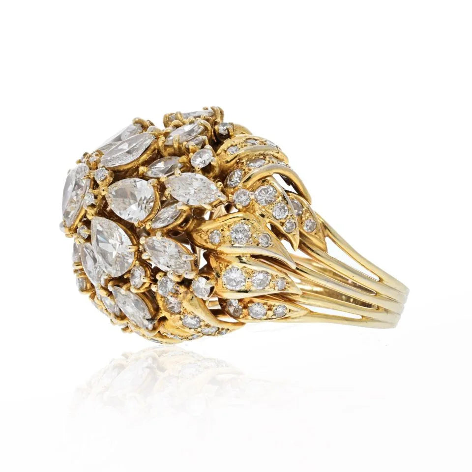 18K Yellow Gold 10 Carat Diamond Cluster Ring - The Back Vault