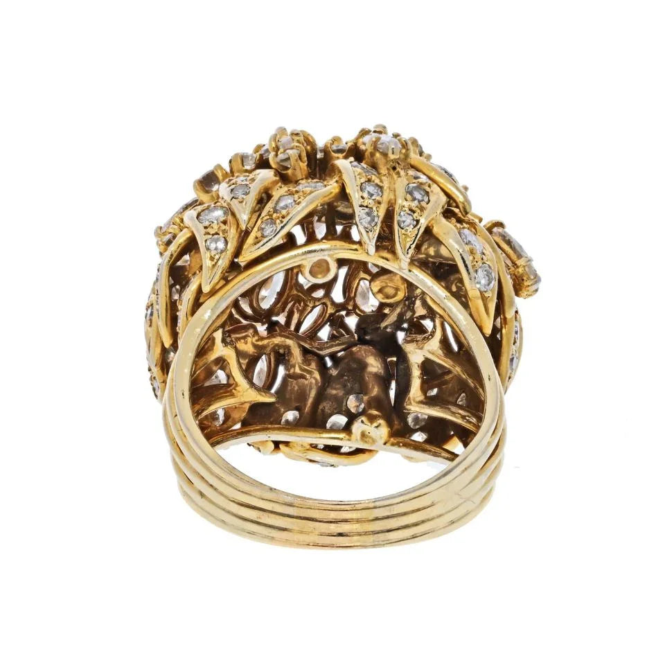 18K Yellow Gold 10 Carat Diamond Cluster Ring - The Back Vault
