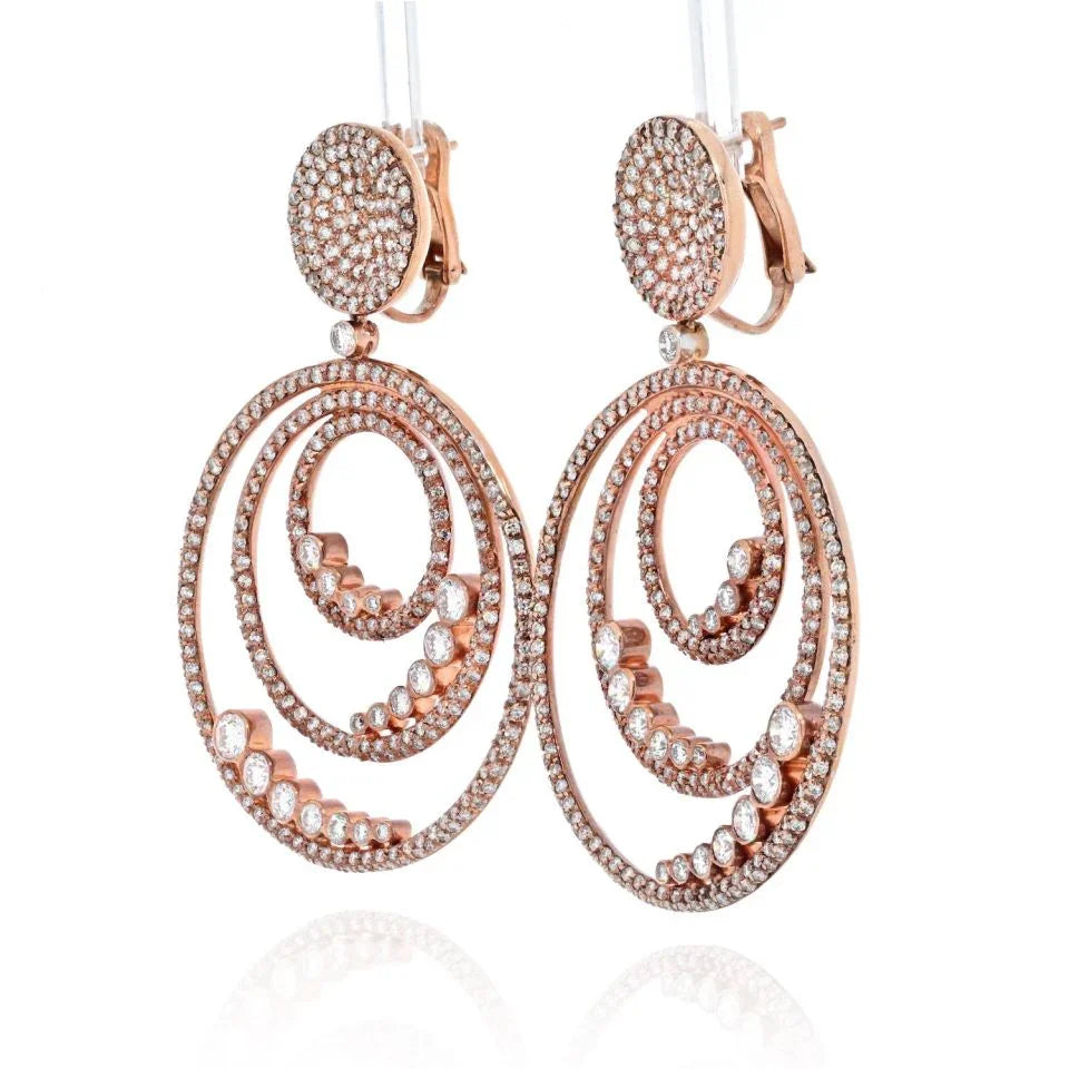 18K Rose Gold Diamond Triple Hoop Earrings - The Back Vault