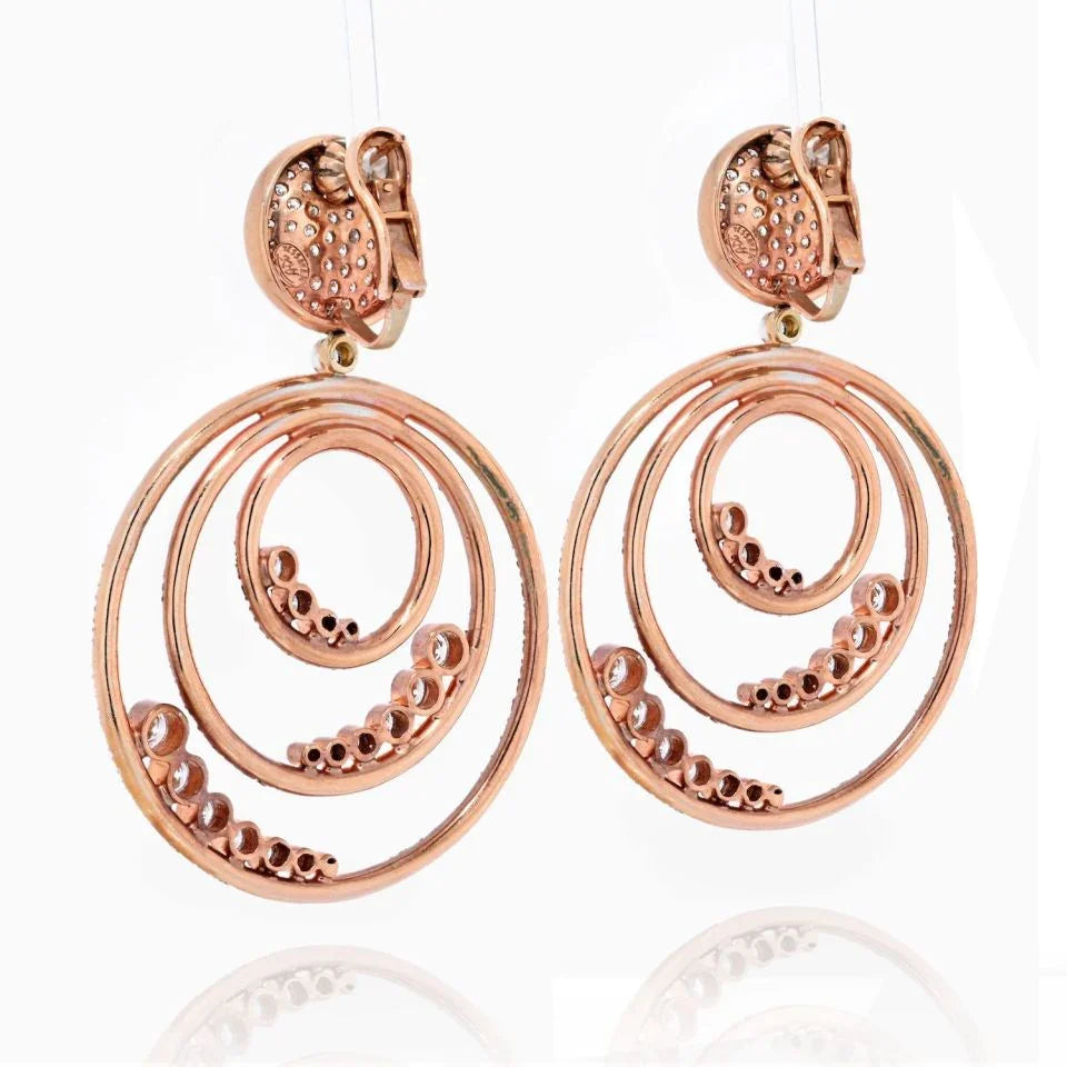 18K Rose Gold Diamond Triple Hoop Earrings - The Back Vault