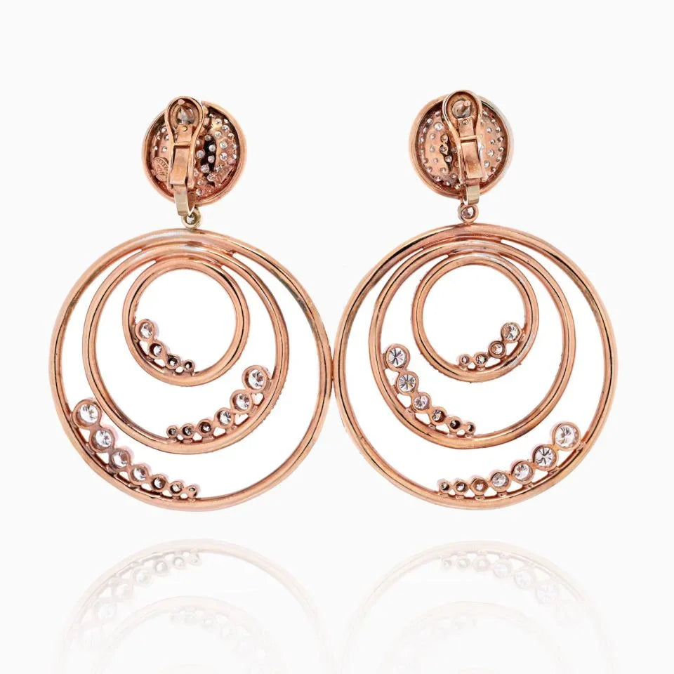 18K Rose Gold Diamond Triple Hoop Earrings - The Back Vault