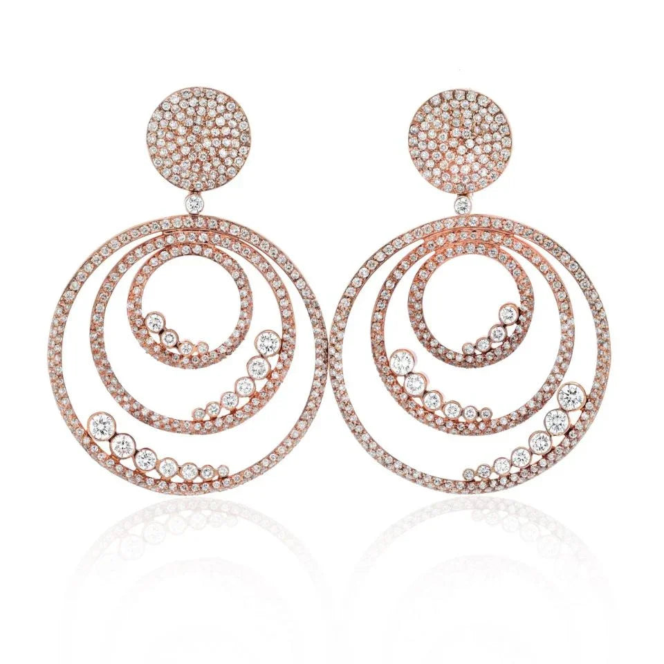 18K Rose Gold Diamond Triple Hoop Earrings - The Back Vault