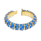 Tiffany & Co. Schlumberger 18K Yellow Gold Blue Enamel Diamond Bangle Bracelet - The Back Vault