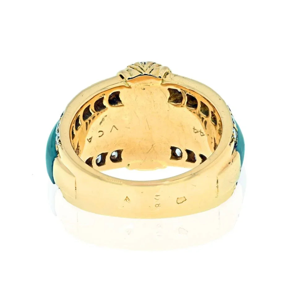 Van Cleef & Arpels 18K Yellow Gold Green Chrysoprase Ring - The Back Vault