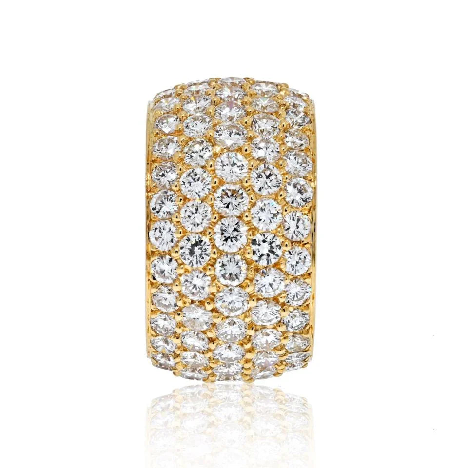 18K Yellow Gold 8 Carat Diamond Multi Row Cluster Ring - The Back Vault