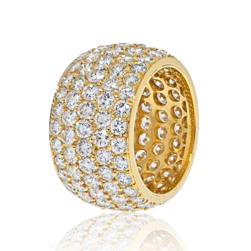 18K Yellow Gold 8 Carat Diamond Multi Row Cluster Ring - The Back Vault