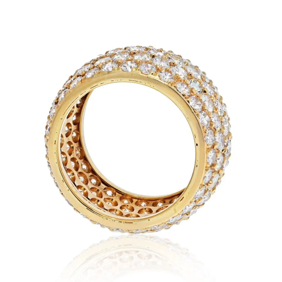 18K Yellow Gold 8 Carat Diamond Multi Row Cluster Ring - The Back Vault