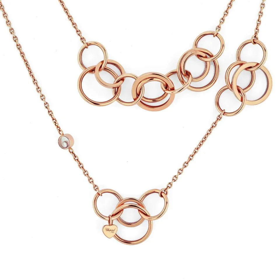Chopard 18K Rose Gold Happy Diamonds Necklace - The Back Vault
