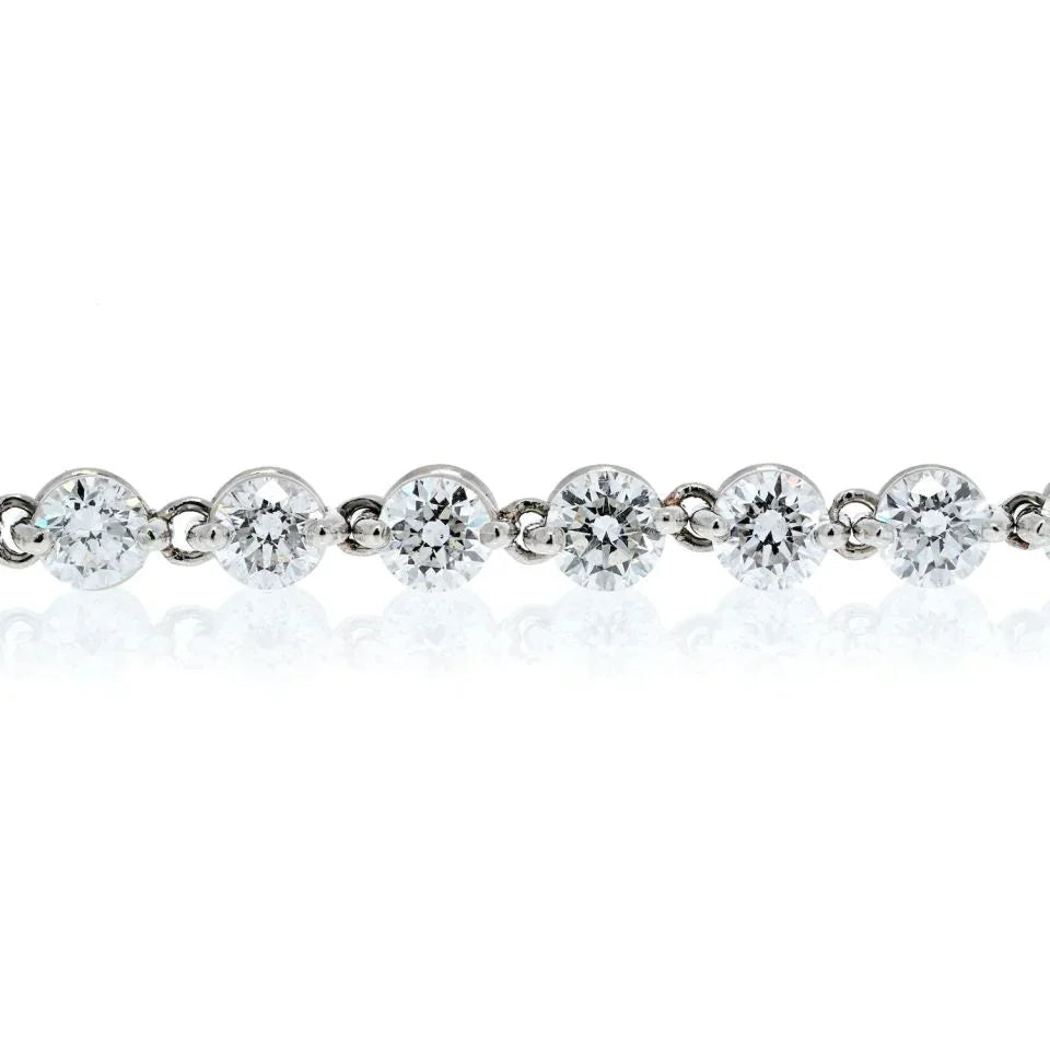 Tennis Platinum 7.48cts Round Brilliant Cut Shared Prong Bracelet - The Back Vault