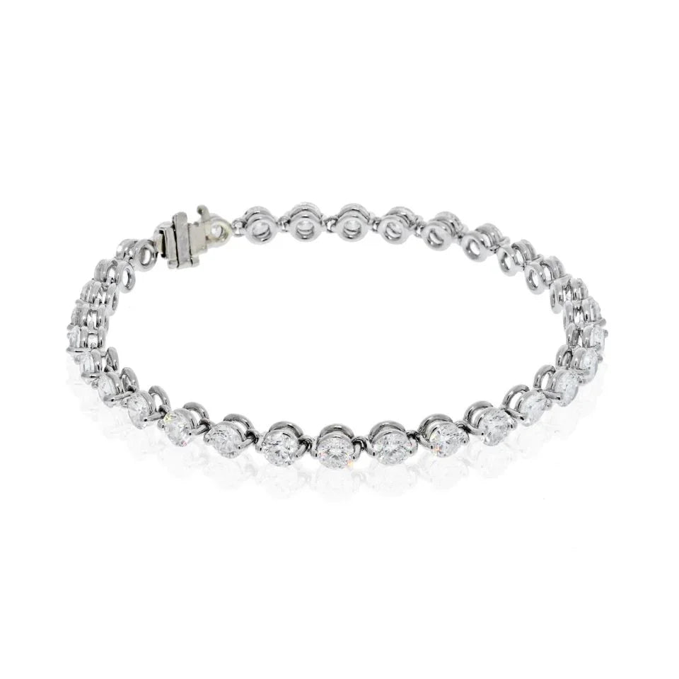 Tennis Platinum 8.15cttw Round Diamond Shared Prong Bracelet - The Back Vault