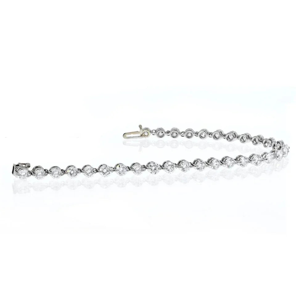 Tennis Platinum 8.15cttw Round Diamond Shared Prong Bracelet - The Back Vault