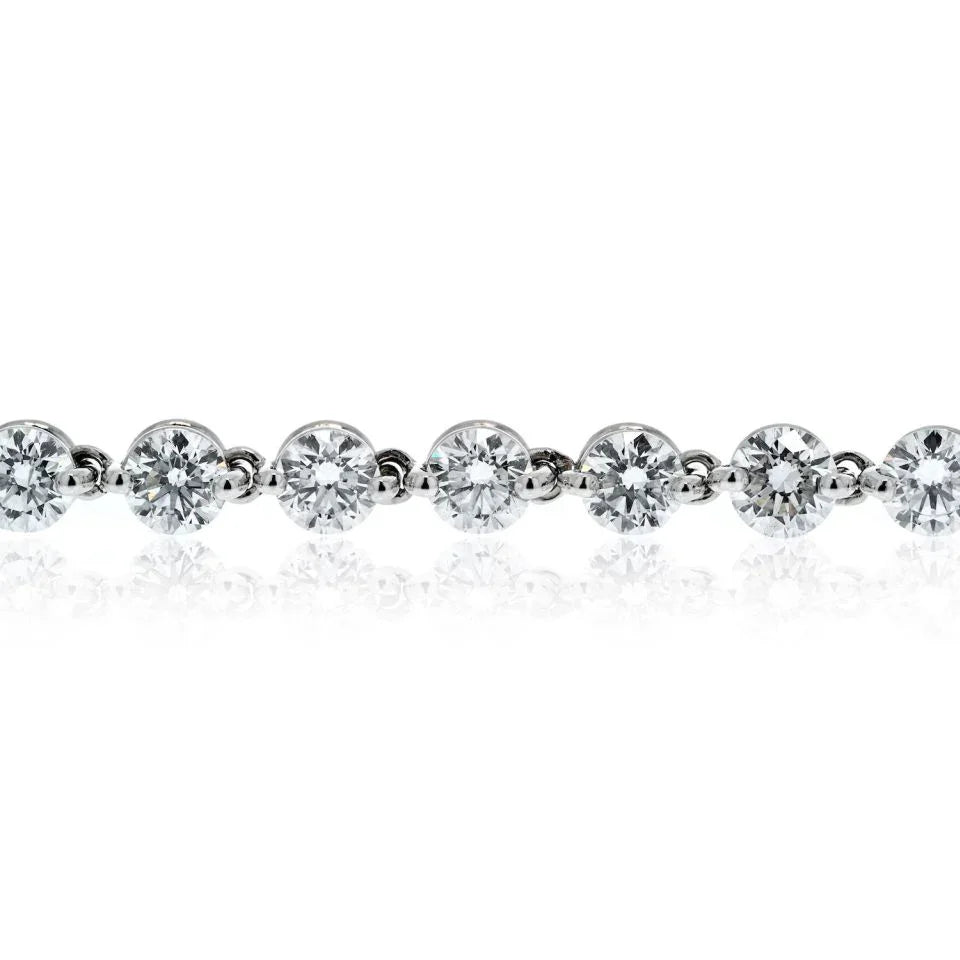 Tennis Platinum 8.15cttw Round Diamond Shared Prong Bracelet - The Back Vault