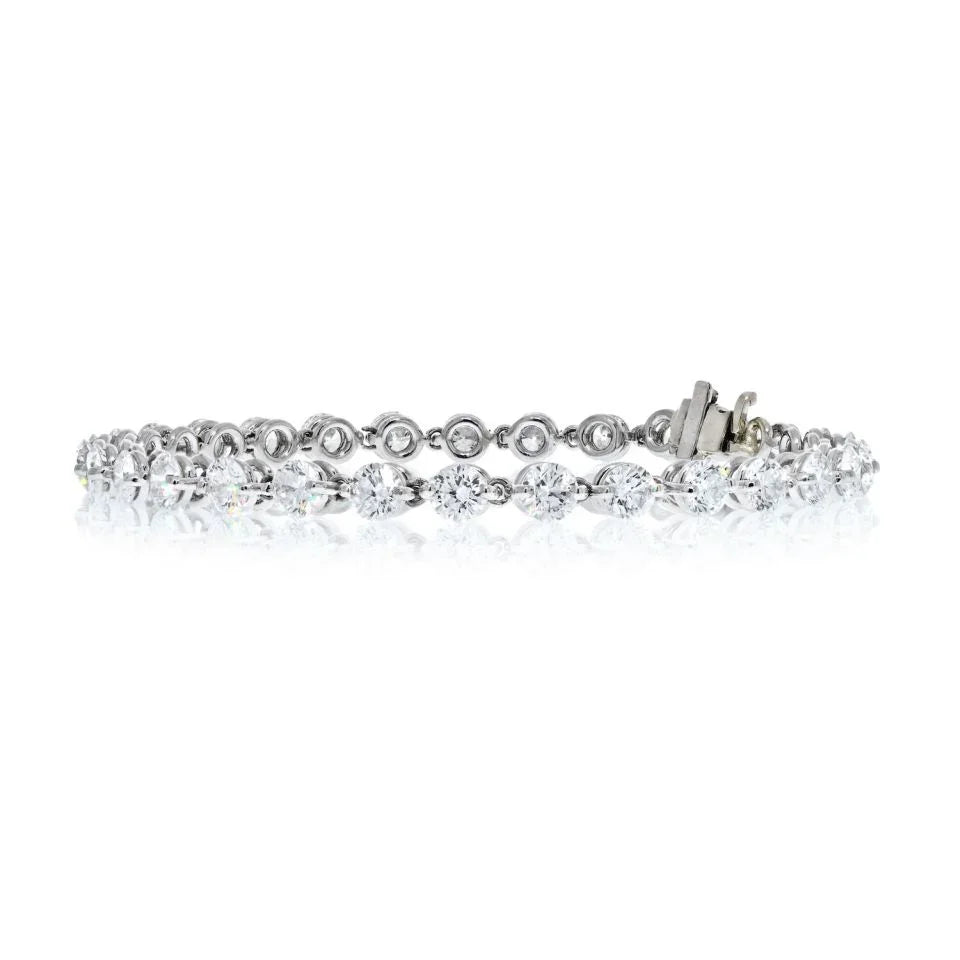 Tennis Platinum 8.15cttw Round Diamond Shared Prong Bracelet - The Back Vault