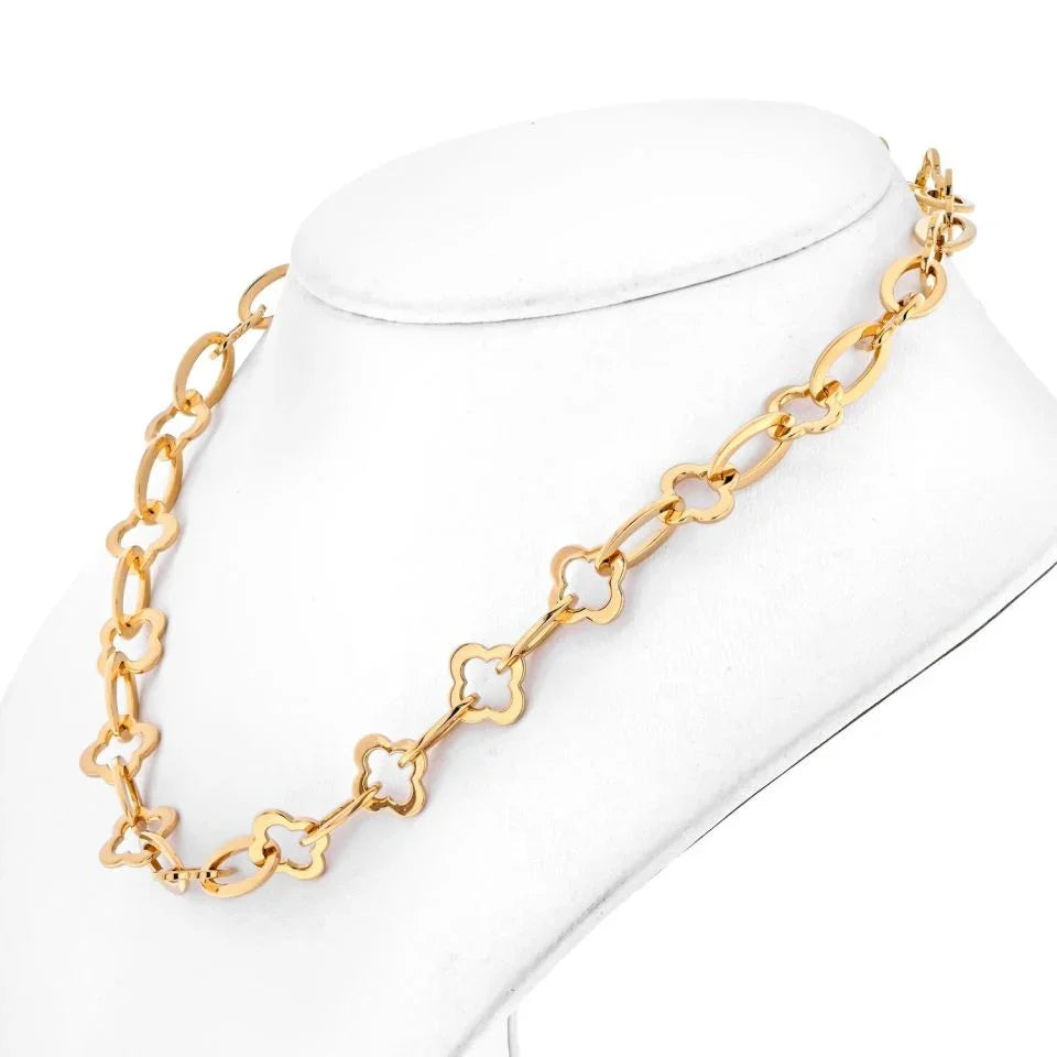 Van Cleef & Arpels 18K Yellow Gold Byzantine Alhambra Necklace - The Back Vault