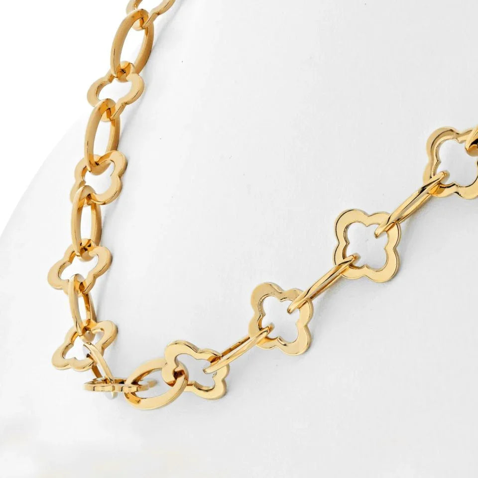 Van Cleef & Arpels 18K Yellow Gold Byzantine Alhambra Necklace - The Back Vault