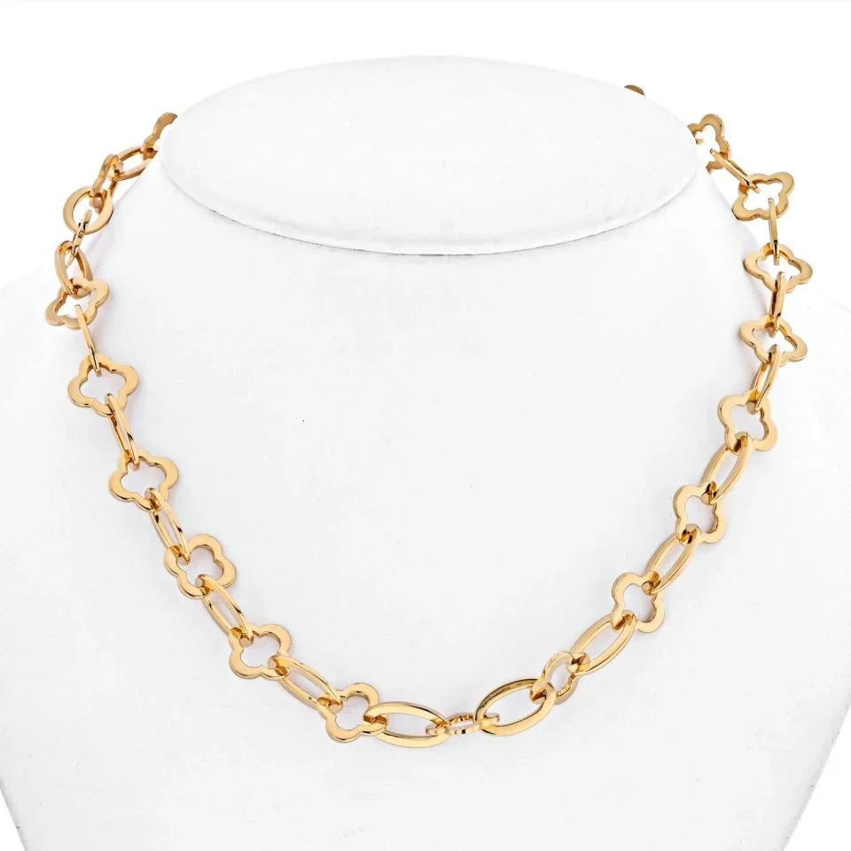 Van Cleef & Arpels 18K Yellow Gold Byzantine Alhambra Necklace - The Back Vault