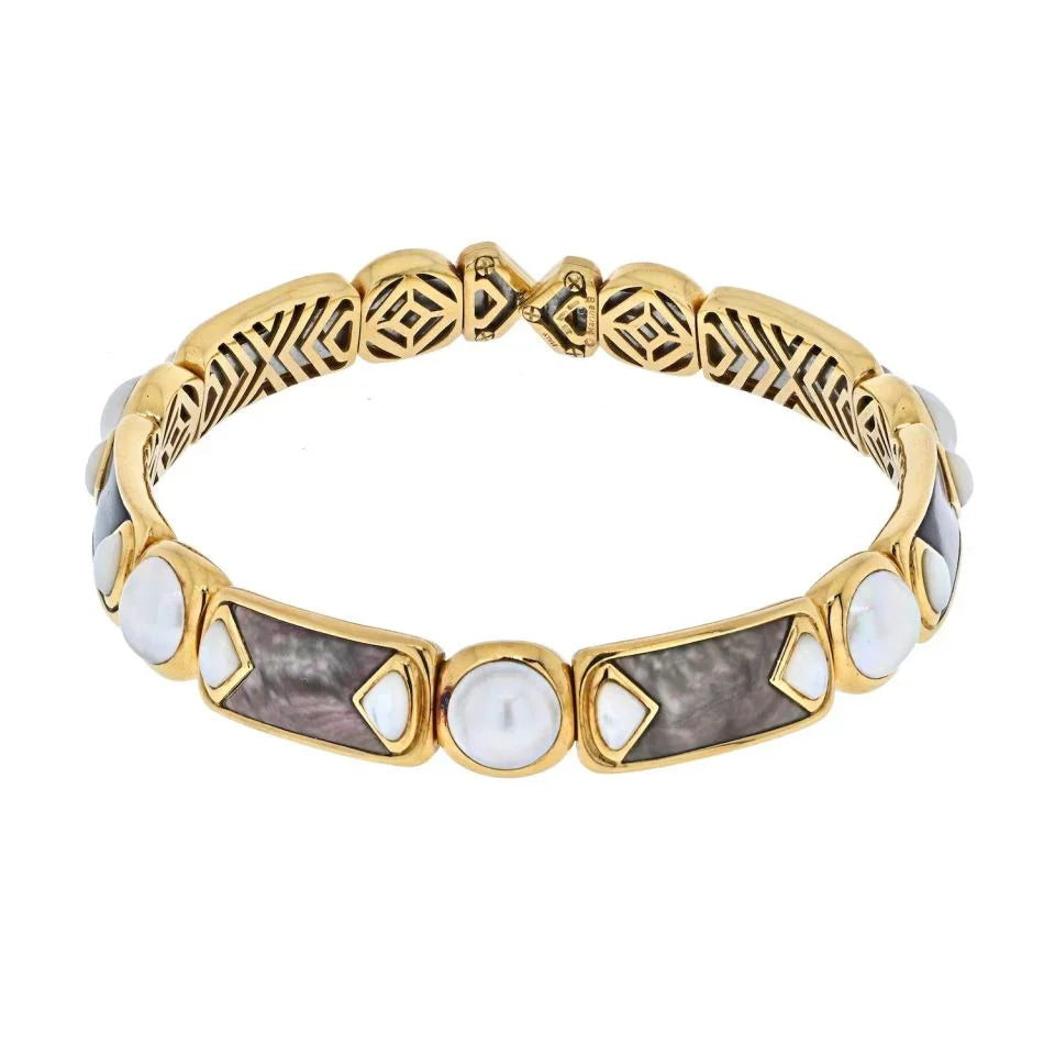 Marina B. 18K Yellow Gold Mother Of Perl Decorated Choker Necklace - The Back Vault