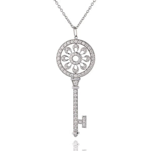 Tiffany & Co. 18K White Gold Diamond Petals Key Pendant