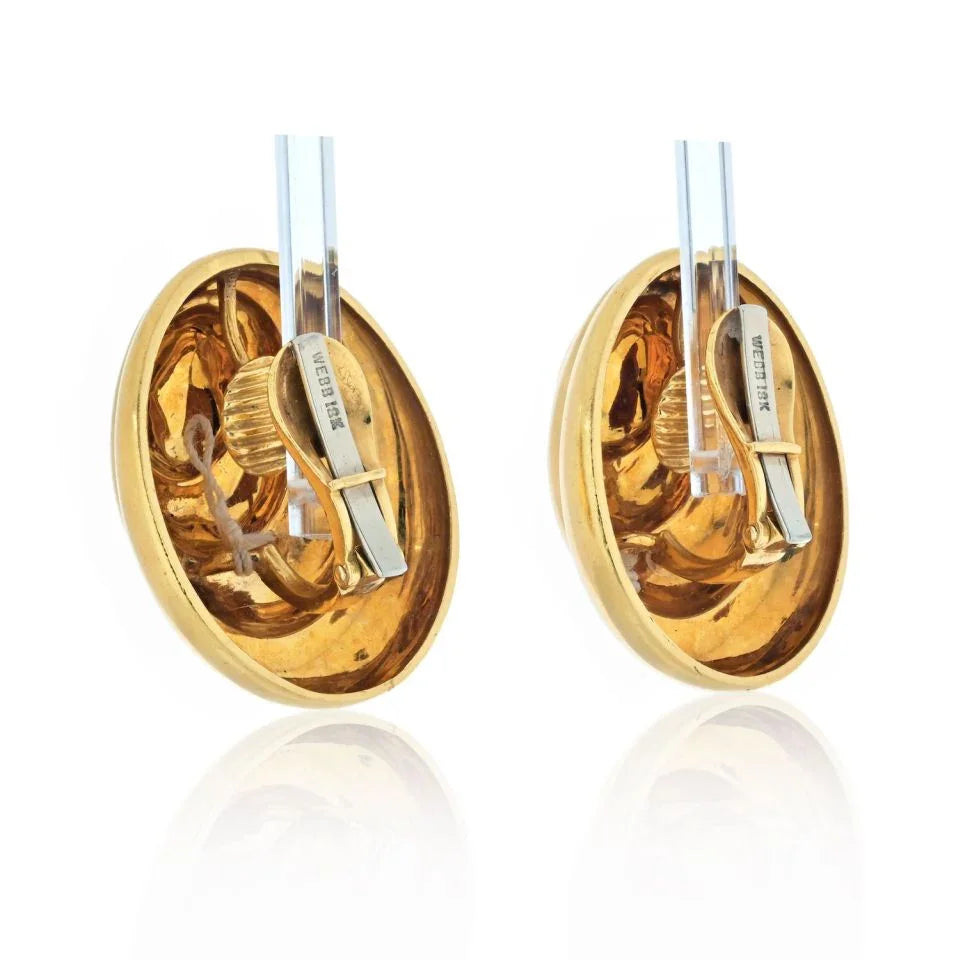David Webb 18K Yellow Gold 1980's Large Bold Spiral Oval Dome Earrings - The Back Vault
