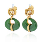 David Webb 18K Yellow Gold Scepter Jade And Hammered Gold Drop Dangling Earrings - The Back Vault