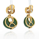 David Webb 18K Yellow Gold Scepter Jade And Hammered Gold Drop Dangling Earrings - The Back Vault