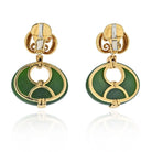 David Webb 18K Yellow Gold Scepter Jade And Hammered Gold Drop Dangling Earrings - The Back Vault