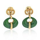 David Webb 18K Yellow Gold Scepter Jade And Hammered Gold Drop Dangling Earrings - The Back Vault