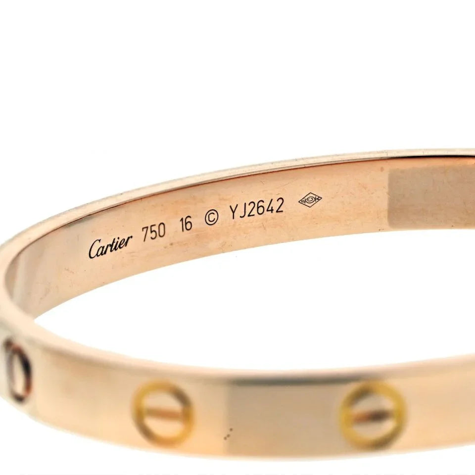 Cartier Love 18K Rose Gold Love Size 16 Bracelet - The Back Vault
