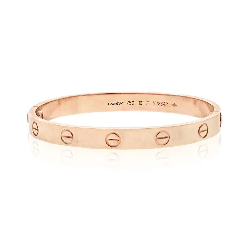 Cartier Love 18K Rose Gold Love Size 16 Bracelet - The Back Vault