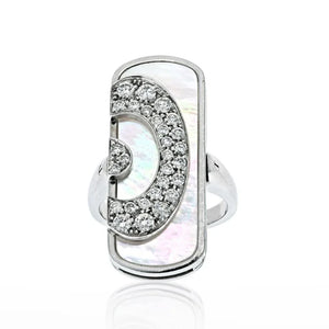 Bvlgari 18K White Gold Mother Of Pearl Illusion Diamond Cocktail Ring