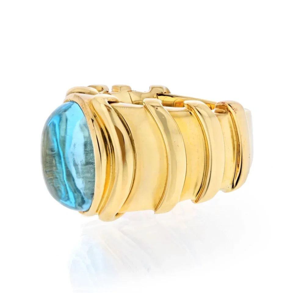 Marina B. 18K Yellow Gold Cabochon Topaz Ring - The Back Vault