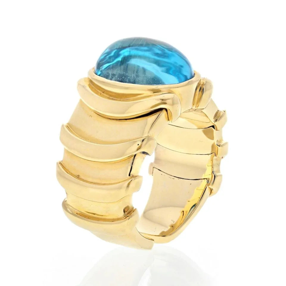 Marina B. 18K Yellow Gold Cabochon Topaz Ring - The Back Vault