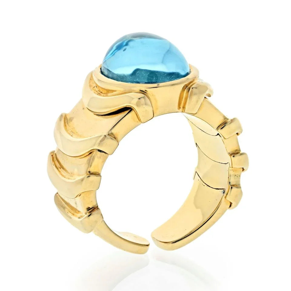 Marina B. 18K Yellow Gold Cabochon Topaz Ring - The Back Vault