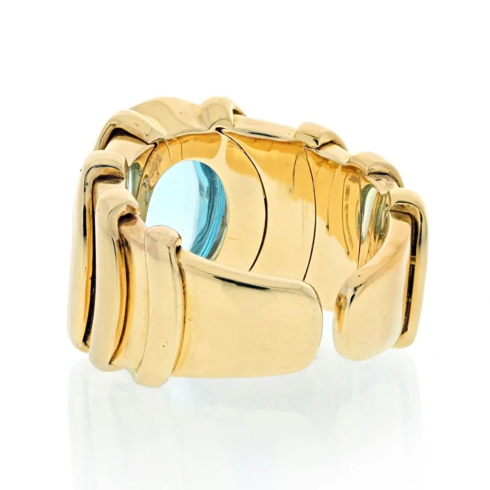 Marina B. 18K Yellow Gold Cabochon Topaz Ring - The Back Vault