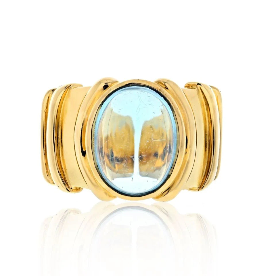 Marina B. 18K Yellow Gold Cabochon Topaz Ring - The Back Vault