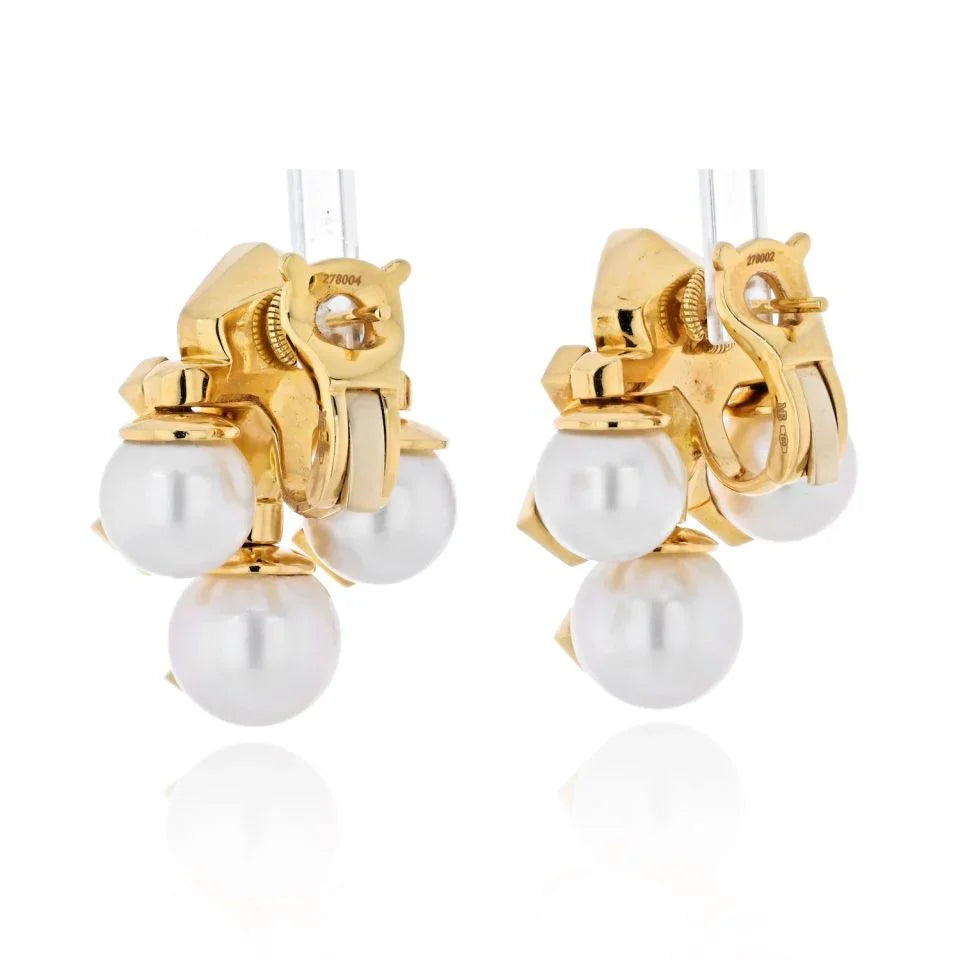 Marina B. 18K Yellow Gold Pearl, Multicolor, Topaz, Gemmy Earrings - The Back Vault