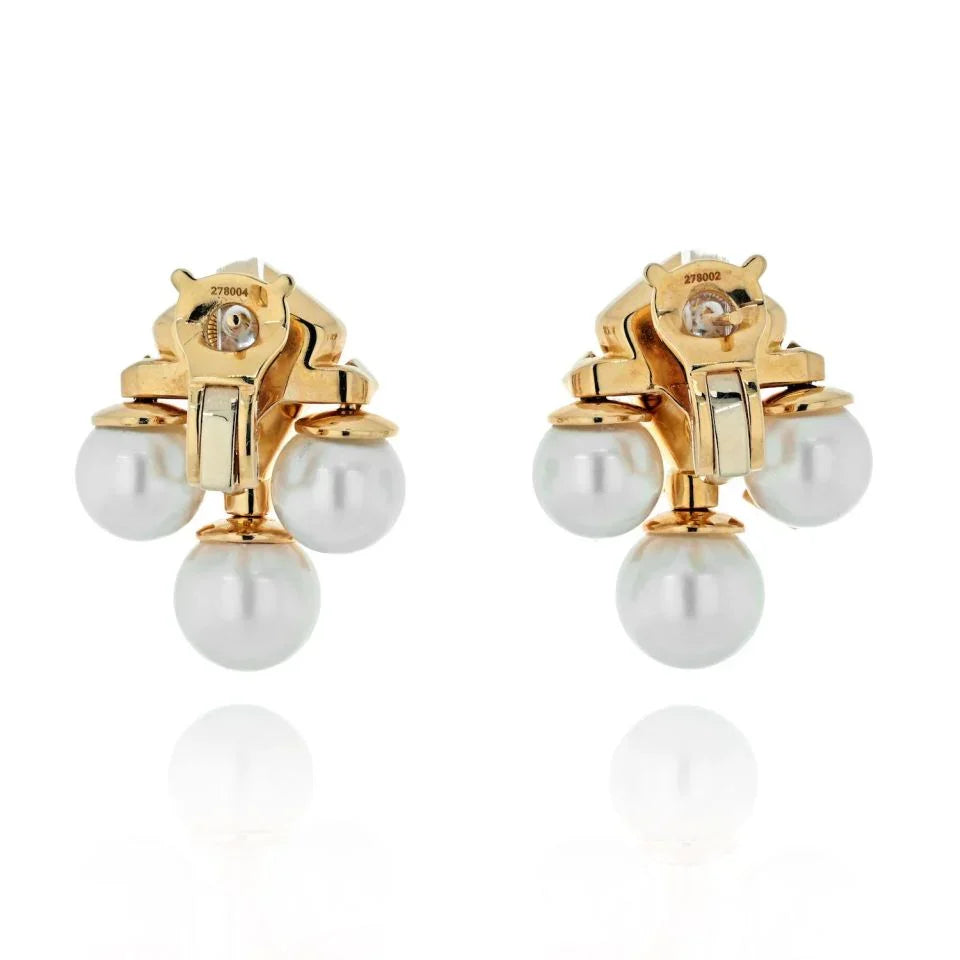 Marina B. 18K Yellow Gold Pearl, Multicolor, Topaz, Gemmy Earrings - The Back Vault
