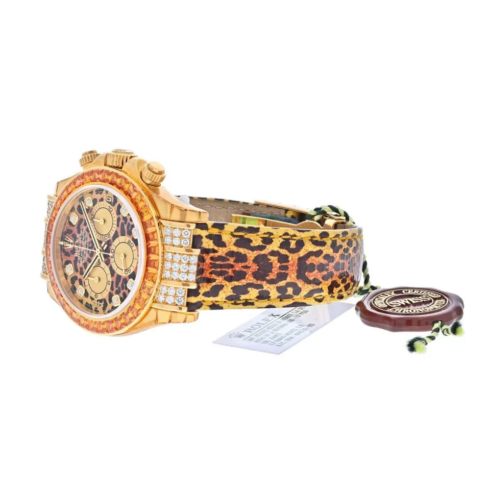 Rolex Daytona 18K Yellow Gold 116598 Cosmograph Leopard Women Watch - The Back Vault