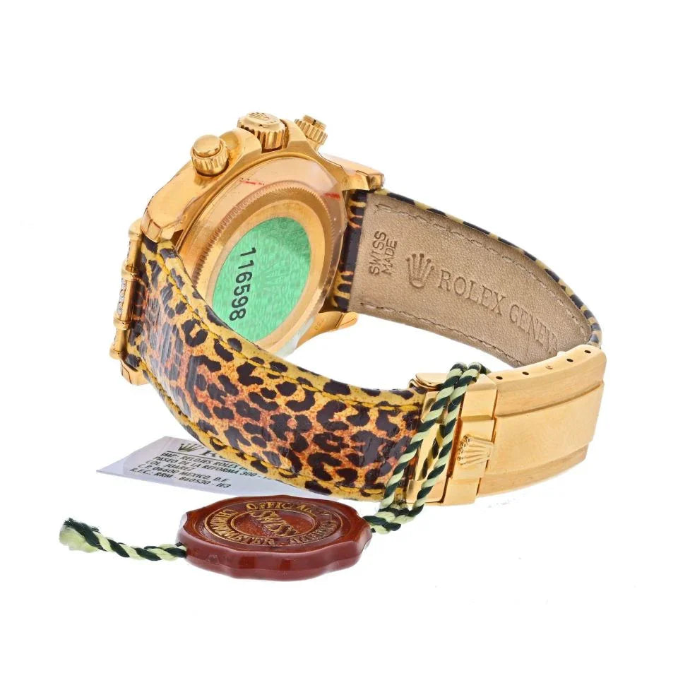 Rolex Daytona 18K Yellow Gold 116598 Cosmograph Leopard Women Watch - The Back Vault