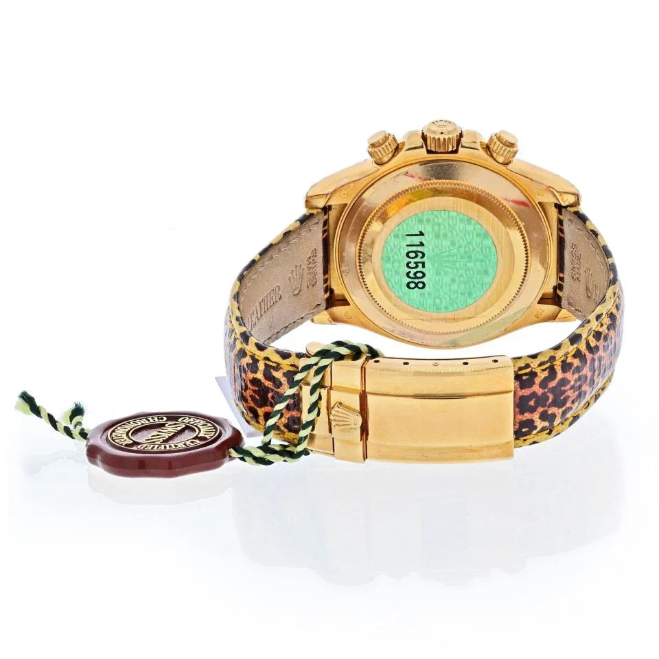 Rolex Daytona 18K Yellow Gold 116598 Cosmograph Leopard Women Watch - The Back Vault