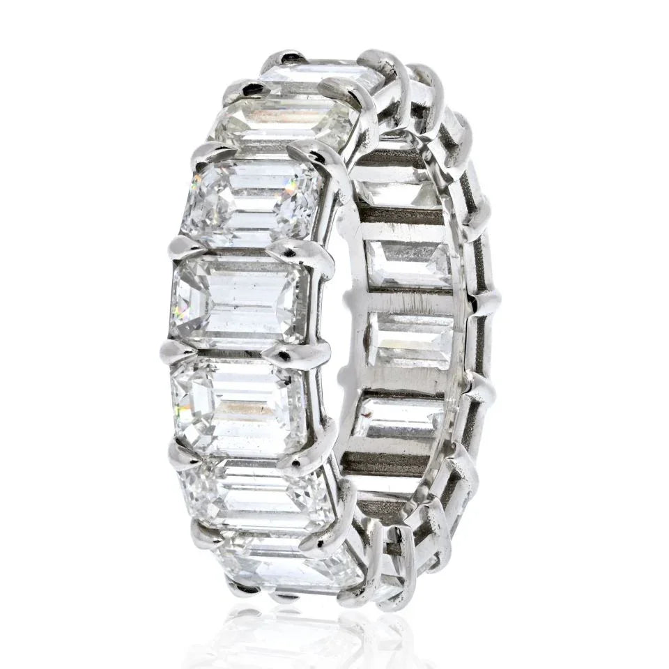 Platinum 10.50cttw Emerald Cut Eternity Eternity Band - The Back Vault