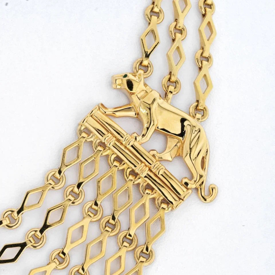 Cartier 18K Yellow Gold Panthere Festoon Multi Chain Collier Necklace - The Back Vault
