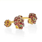 David Webb 18K Yellow Gold Red Enamel Lion Heads Cuff Links - The Back Vault
