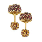David Webb 18K Yellow Gold Red Enamel Lion Heads Cuff Links - The Back Vault