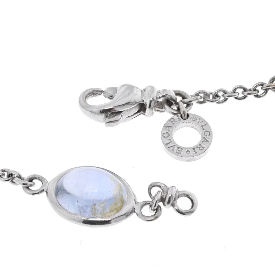 Bvlgari 18K White Gold Parentesi Gemstone And Diamond Chain Necklace - The Back Vault