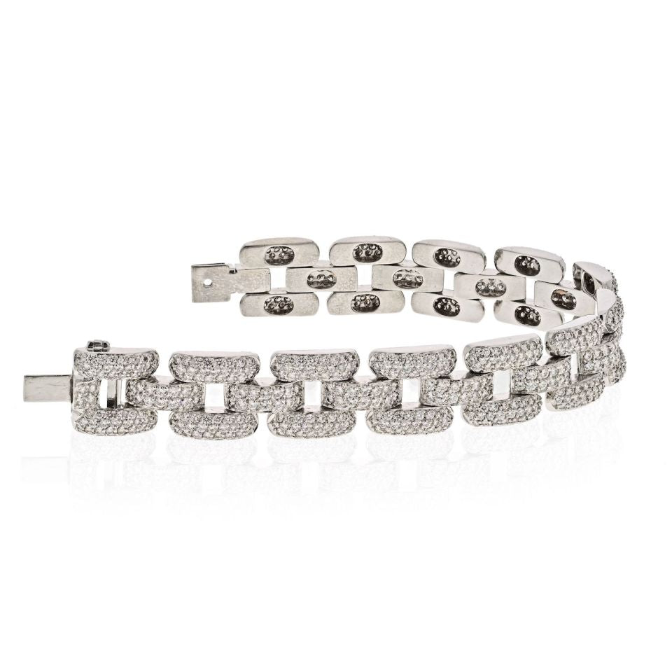 Shamballa - 18K White Gold White and Yellow Diamond Cord Bracelet