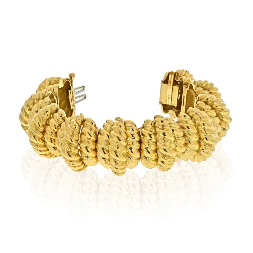 David Webb 18K Yellow Gold Power Architectural Bracelet - The Back Vault