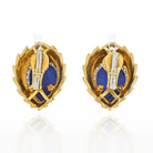 David Webb Blue Lapis, Diamonds and White Enamel Earrings - The Back Vault