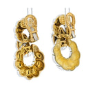 David Webb Platinum & 18K Yellow Gold Fancy Hoop White Enamel Earrings - The Back Vault
